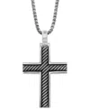 Effy Collection Effy Men's Black Rhodium Cross 22" Pendant Necklace In Sterling Silver In Sterling Silver