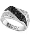 Effy Collection Effy Men's Black Spinel (1-5/8 Ct. T.w.) & Zircon (1-1/5 Ct. T.w.) Ring In Sterling Silver In Silver
