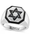 Effy Collection Effy Men's Black Spinel (1/6 Ct. T.w.) & Black Enamel Star Of David Ring In Sterling Silver In Silver