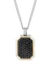 Effy Collection Effy Men's Black Spinel 22" Pendant Necklace (1-3/8 Ct. T.w.) In Sterling Silver & 18k Gold-plated S In Sterling Silver