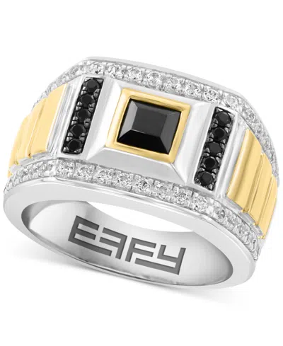 Effy Collection Effy Men's Black Spinel (7/8 Ct. T.w.) & Zircon (1 Ct. T.w.) In Sterling Silver & Gold Plate