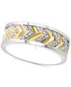 Effy Collection Effy Men's Black Spinel Chevron Band (1-1/20 Ct. T.w.) In Sterling Silver (also In White Topaz) In Sterling Silver