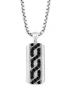 Effy Collection Effy Men's Black Spinel Dog Tag 22" Pendant Necklace (1-1/5 Ct. T.w.) In Sterling Silver In Sterling Silver