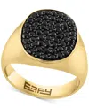EFFY COLLECTION EFFY MEN'S BLACK SPINEL OVAL CLUSTER RING (1-5/8 CT. T.W.) IN GOLD-PLATED STERLING SILVER