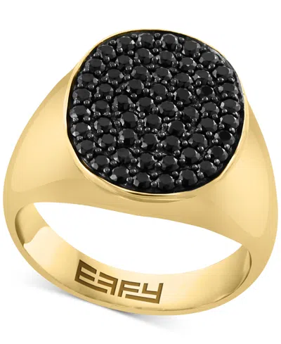Effy Collection Effy Men's Black Spinel Oval Cluster Ring (1-5/8 Ct. T.w.) In Gold-plated Sterling Silver In K Yellow