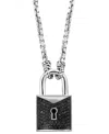 Effy Collection Effy Men's Black Spinel Padlock 22" Pendant Necklace (1-1/2 Ct. T.w.) In Sterling Silver In Sterling Silver