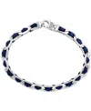 Effy Collection Effy Men's Blue Leather Woven Link Bracelet In Sterling Silver In Silver