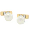 Effy Collection Effy Men's Cultured Freshwater Pearl (10mm) Cufflinks In 14k Gold-plated Silver In Gold