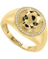 Effy Collection Effy Men's Diamond (1/6 Ct. T.w.) & Tsavorite Accent Panther Ring In 14k Gold
