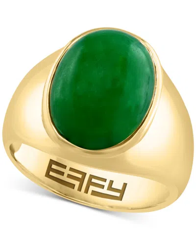 Effy Collection Effy Men's Dyed Jade Ring In 14k Gold-plated Sterling Silver In Gold Over Silver