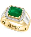 Effy Collection Effy Men's Emerald (3 Ct. T.w.) & Diamond (1/2 Ct. T.w.) Ring In 14k Gold In Gold
