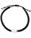 Effy Collection Effy Men's Freshwater Pearl (11mm) Black String Bolo Bracelet In Sterling Silver In Silver