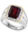 Effy Collection Effy Men's Garnet (7-7/8 Ct. T.w.) & Zircon (1-7/8 Ct. T.w.) In Sterling Silver & 14k Gold-plate In Silver