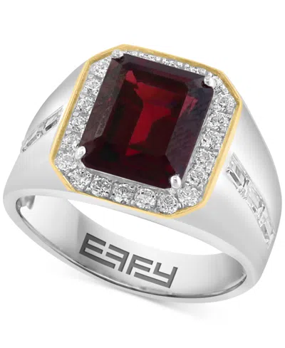Effy Collection Effy Men's Garnet (7-7/8 Ct. T.w.) & Zircon (1-7/8 Ct. T.w.) In Sterling Silver & 14k Gold-plate