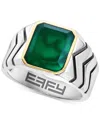 Effy Collection Effy Men's Green Onyx (3-3/4 Ct. T.w.) Statement Ring In 14k Gold Over Sterling Silver & Sterling Si In Silver