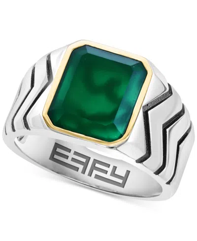 Effy Collection Effy Men's Green Onyx (3-3/4 Ct. T.w.) Statement Ring In 14k Gold Over Sterling Silver & Sterling Si