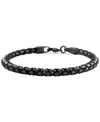 Effy Collection Effy Men's Hematite Woven Nylon Cord Bracelet In Black Pvd-plated Sterling Silver In Black