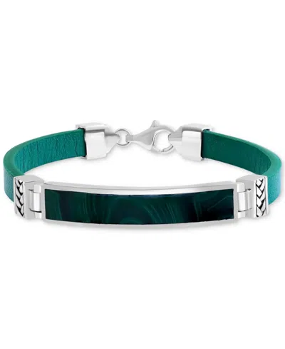 Effy Collection Effy Men's Lapis & Blue Leather Bracelet In Sterling Silver (also In Onyx & Malachite)