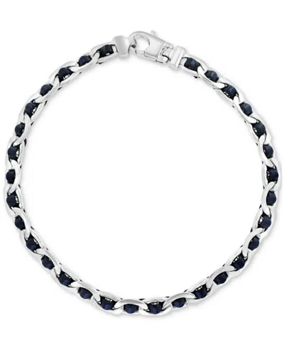 Effy Collection Effy Men's Leather Woven Link Bracelet In Sterling Silver