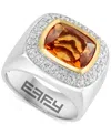 Effy Collection Effy Men's Madeira Citrine (6 Ct. T.w.) & White Topaz (3/4 Ct. T.w.) Ring In Sterling Silver & 18k G In Sterling Silver