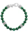 Effy Collection Effy Men's Malachite (8mm) Beaded Bracelet In Sterling Silver In Sterling Silver
