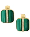 Effy Collection Effy Men's Malachite & Diamond (1/6 Ct. T.w.) Cufflinks In Gold-plated Sterling Silver In Gold