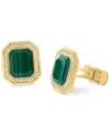 Effy Collection Effy Men's Malachite & Diamond (3/8 Ct. T.w.) Octagon Cufflinks In Gold-plated Sterling Silver