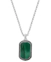 Effy Collection Effy Men's Malachite Dog Tag 22" Pendant Necklace In Sterling Silver In Silver