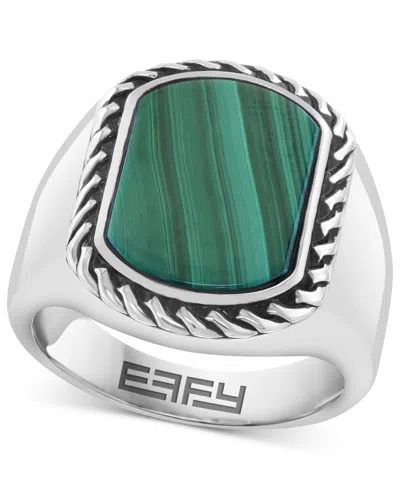Effy Collection Effy Men's Malachite Framed Statement Ring In Sterling Silver