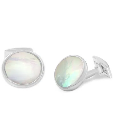 Effy Collection Effy Men's Mother Of Pearl Bezel Disc Cufflinks In Sterling Silver