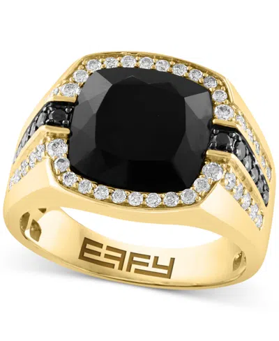 Effy Collection Effy Men's Onyx (12mm) & Diamond (7/8 Ct. T.w.) Ring In 14k Gold