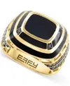 Effy Collection Effy Men's Onyx & Black Diamond (1/4 Ct. T.w.) & Espresso Diamond (1/3 Ct. T.w.) Ring In 14k Gold In Yellow Gol