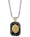 Effy Collection Effy Men's Onyx & Black Spinel (1-1/5 Ct. T.w.) Lion Dog Tag 22" Pendant Necklace In Sterling Silver In Gold Over Silver