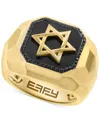 Effy Collection Effy Men's Onyx & Black Spinel (1/5 Ct. T.w.) Star Of David Ring In Sterling Silver & 14k Gold-plate In 14k Yellow