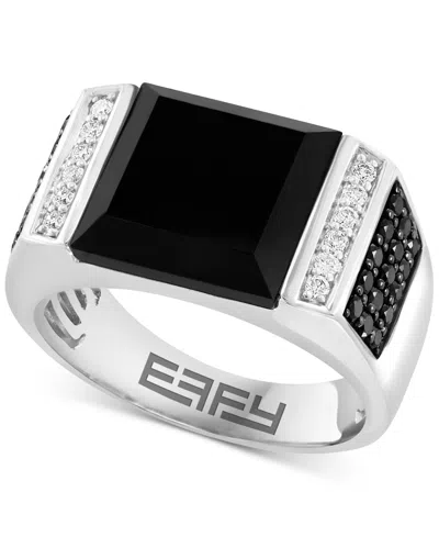 Effy Collection Effy Men's Onyx & Diamond (5/8 Ct. T.w.) Ring In 14k White Gold