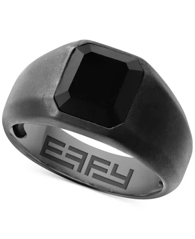 Effy Collection Effy Men's Onyx Solitaire Ring In Black Rhodium-plated Sterling Silver