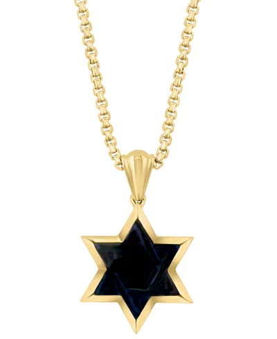 Effy Collection Effy Men's Onyx Star Of David 22" Pendant Necklace In 10k Gold