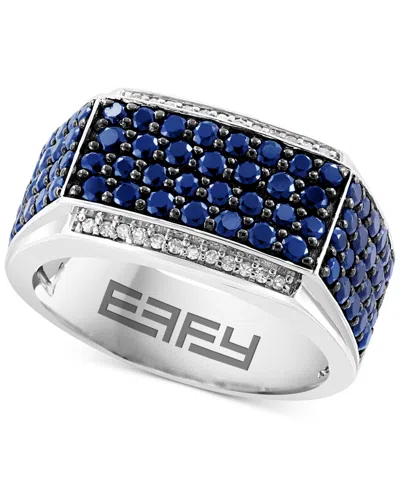 Effy Collection Effy Men's Ruby (2-1/2 Ct. T.w.) & Diamond (1/10 Ct. T.w.) Ring In Sterling Silver In Sapphire