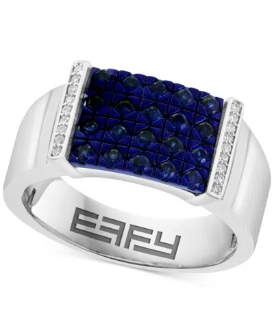 Effy Collection Effy Men's Sapphire (7/8 Ct. T.w.) & Diamond Accent Ring In Sterling Silver