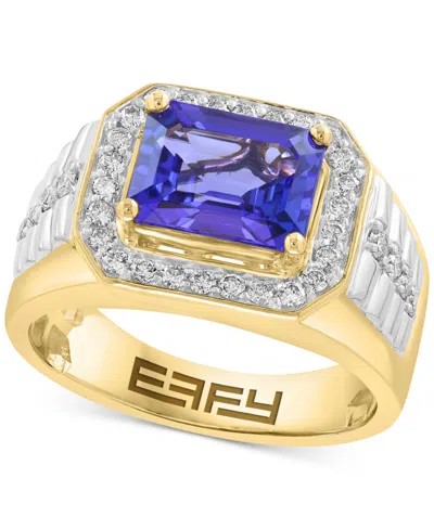 Effy Collection Effy Men's Tanzanite (2-7/8 Ct. T.w.) & Diamond (1/2 Ct. T.w.) Ring In 14k Gold In Purple