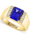 Effy Collection Effy Men's Tanzanite (3-1/3 Ct. T.w.) & Diamond (1/6 Ct. T.w.) Ring In 14k Gold In Yellow Gol