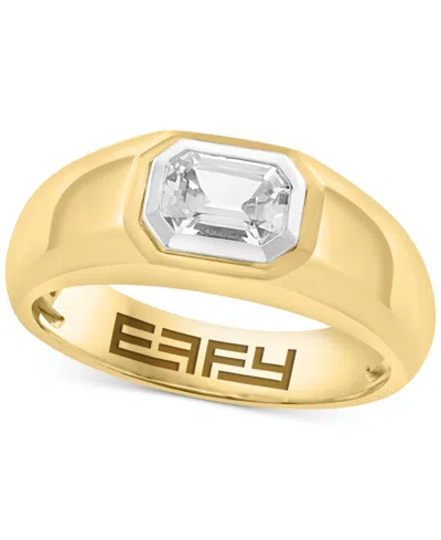 Effy Collection Effy Men's White Sapphire Bezel Ring (1-1/20 Ct. T.w.) In Gold-plated Sterling Silver In Gold-plated Silver