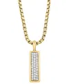 Effy Collection Effy Men's Zircon Cluster Elongated Dog Tag 22" Pendant Necklace (7/8 Ct. T.w.) In Gold-plated Sterl In Gold Plated Silver