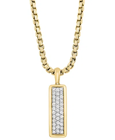 Effy Collection Effy Men's Zircon Cluster Elongated Dog Tag 22" Pendant Necklace (7/8 Ct. T.w.) In Gold-plated Sterl In Gold Plated Silver