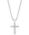 Effy Collection Effy Men's Zircon Cross 22" Pendant Necklace In Sterling Silver In Silver