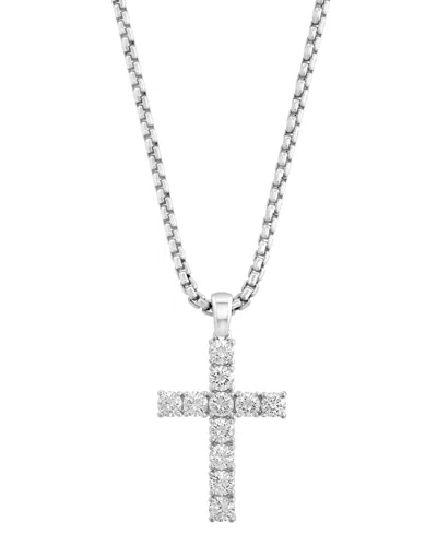 Effy Collection Effy Men's Zircon Cross 22" Pendant Necklace In Sterling Silver