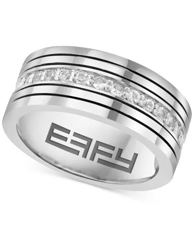 Effy Collection Effy Men's Zircon Multirow Etched Band (1-1/5 Ct. T.w.) In Sterling Silver