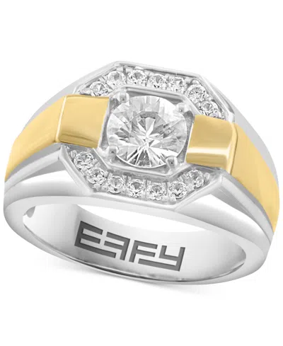 Effy Collection Effy Men's Zircon Octagon Framed Ring (2-1/4 Ct. T.w.) In Sterling Silver & 14k Gold-plate