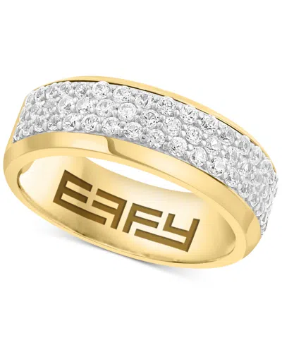 Effy Collection Effy Men's Zircon Pave Band (1-3/4 Ct. T.w.) In Gold-plated Sterling Silver In Gold Over Silver