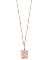 EFFY COLLECTION EFFY MORGANITE (1-1/5 CT. T.W.) & DIAMOND (1/4 CT. T.W.) 18" PENDANT NECKLACE IN 14K ROSE GOLD